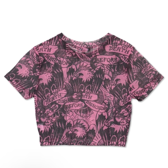 Ed Hardy DBD Eagle Crew Pink Power Mesh Top. - Picture 10 of 15